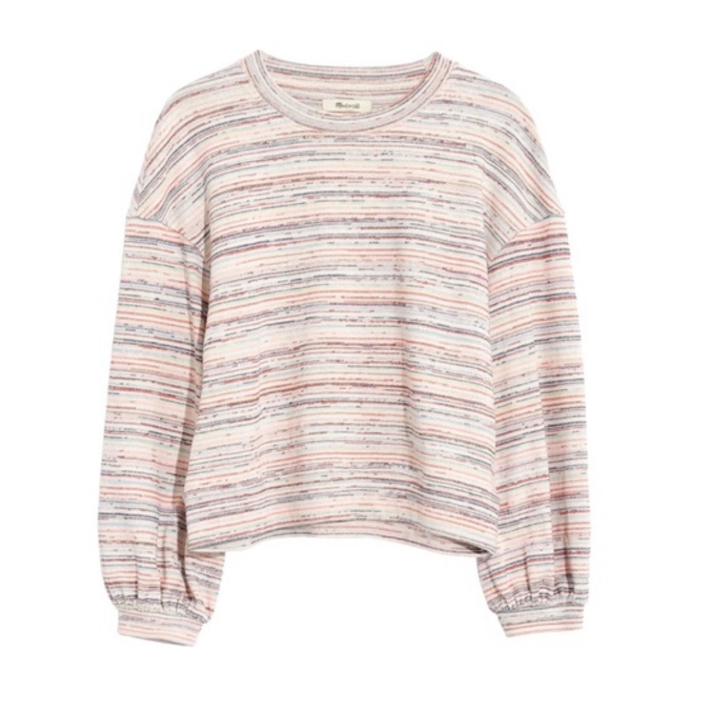 Madewell Bubble Sleeve Crop Top in Rainbow Stripe Size M
